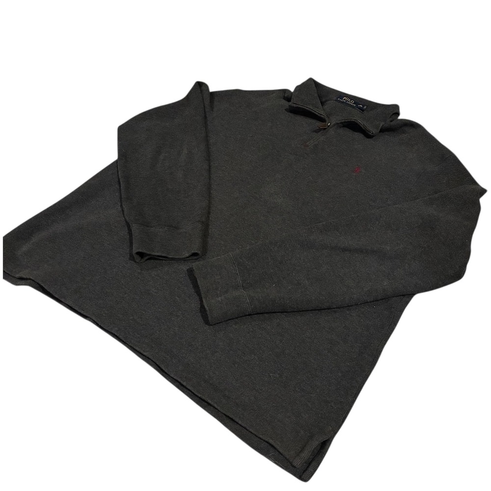Polo Ralph Lauren Men's Estate Gray Pullover Quarter Zip Mock Neck Sweater XXL